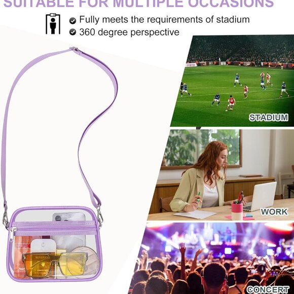 Adjustable Clear Crossbody Bag - Stadium Approved 8.3x6.5 in, Lightweight Design - Picture 4 of 10